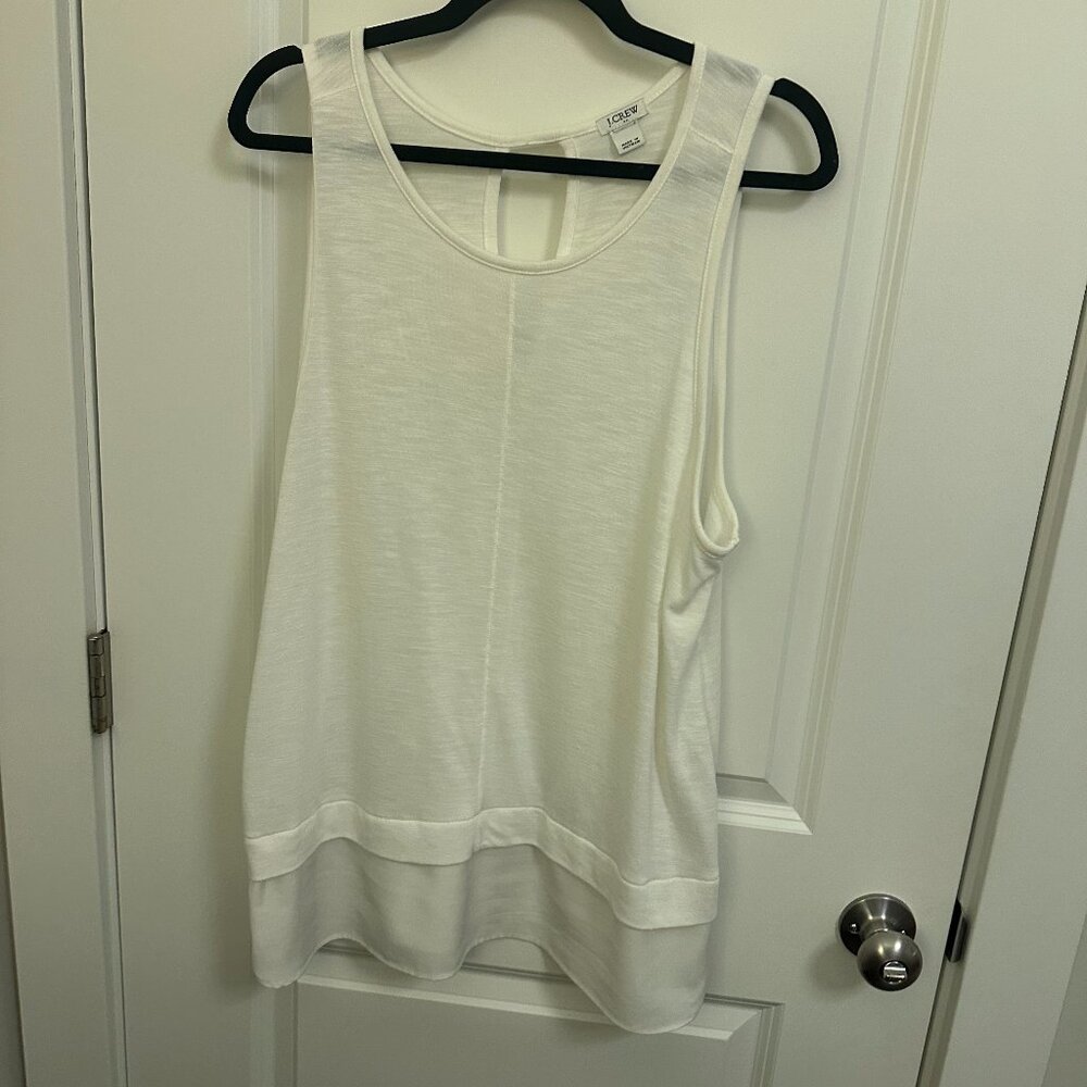 J. Crew Drapey Tank with Silk Hem (Color: White; Size: XL)
